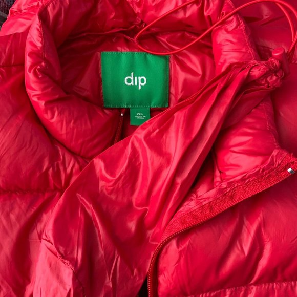 Dip Packable Down Filled Bubble Vest XL Red Sleeveless Lined Pockets Full Zip - Picture 6 of 7